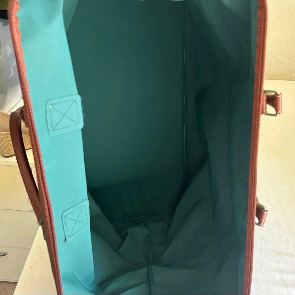 Ralph Lauren Luggage Duffle Bag Green Brown Travel Overnight Sports
